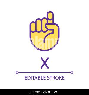 Letter X in ASL pixel perfect RGB color icon Stock Vector
