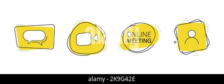 Online Meeting Label Set. Video Call Concept Stock Vector