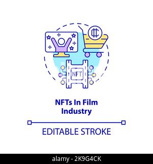 NFTs in film industry concept icon Stock Vector