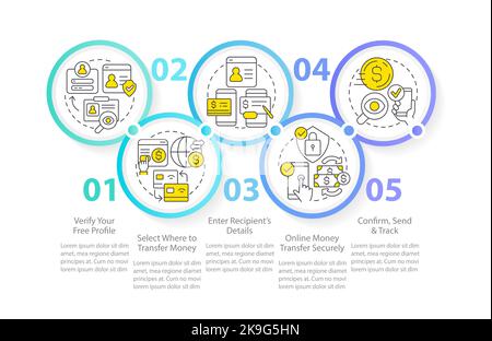 Transferring funds actions circle infographic template Stock Vector
