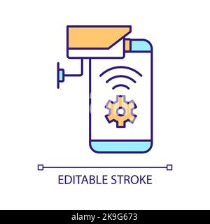 Remote monitoring RGB color icon Stock Vector