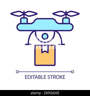Drone delivery RGB color icon Stock Vector