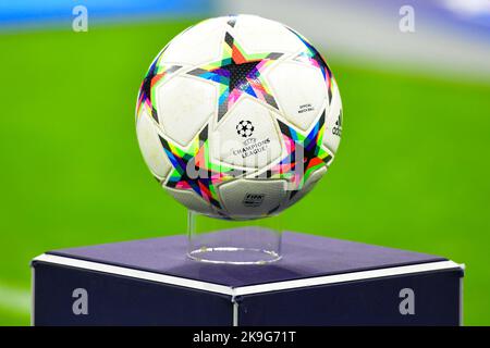 Milano, Italy. 26th, October 2022. The match ball from Adidas is ready for the UEFA Champions League match between Inter and Viktoria Plzen at Giuseppe Meazza in Milano. (Photo credit: Gonzales Photo - Tommaso Fimiano). Stock Photo