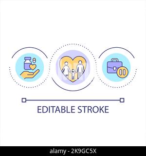 Family-oriented company benefits loop concept icon Stock Vector