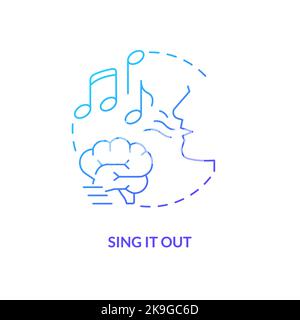 Singing out to memorize blue gradient concept icon Stock Vector