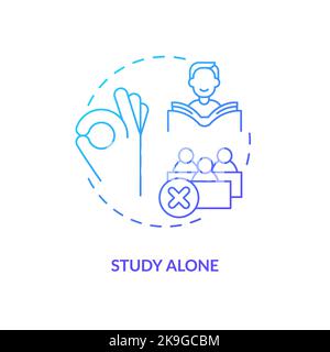 Studying alone blue gradient concept icon Stock Vector