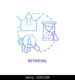 Retrieval information in brain blue gradient concept icon Stock Vector