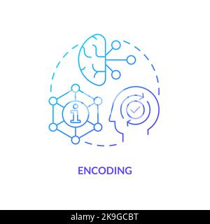 Encoding information in brain blue gradient concept icon Stock Vector