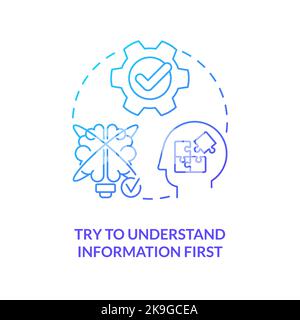 Improve information understanding blue gradient concept icon Stock Vector