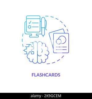 Learning flashcards blue gradient concept icon Stock Vector