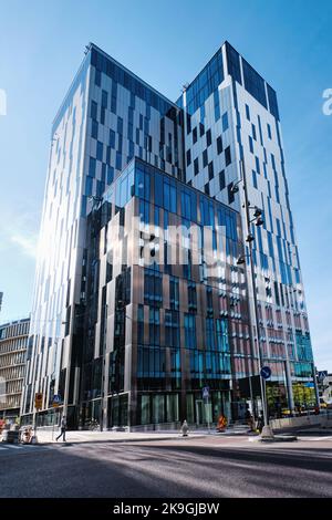 Stockholm, Sweden - Sept 2022: Elite Hotel Carolina Tower modern concept hotel in Hagastaden designed by reflex architects in Solna Stock Photo