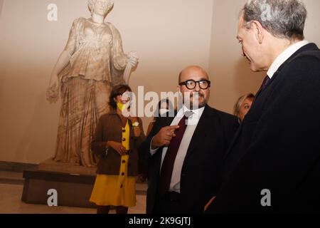 Gennaro Sangiuliano, new Italian Minister of Culture visiting the Archeolocic Musium of Naples Stock Photo