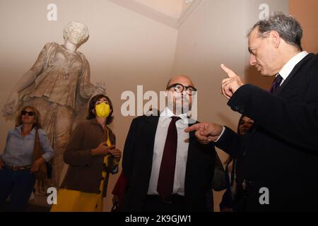 Gennaro Sangiuliano, new Italian Minister of Culture visiting the Archeolocic Musium of Naples Stock Photo