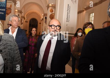 Gennaro Sangiuliano, new Italian Minister of Culture visiting the Archeolocic Musium of Naples Stock Photo