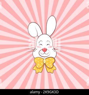 Funny Cartoon Rabbit on Pop Art background Stock Vector
