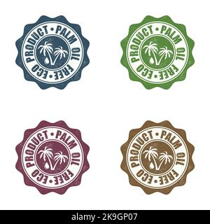 Palm oil free product seals set Stock Vector
