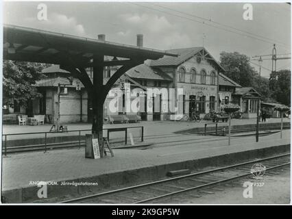 Angelholm Central Station, about 1940s. Stock Photo