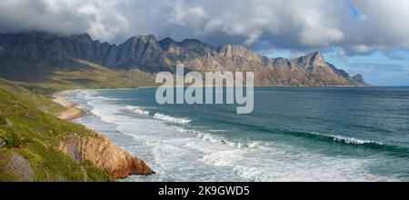 View towards Rooi Els and Hanklip from Clarence Drive on the eastern side of False Bay. Cape Town, Western Cape, South Africa. Stock Photo