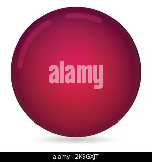 Glass pink ball or precious pearl. Glossy realistic ball, 3D abstract vector illustration highlighted on a white background. Big metal bubble with Stock Vector