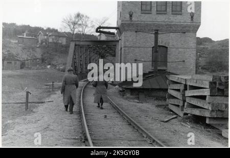 Bohusbanan before electrification. Railway bridge over Bäveån on the line between Uddevalla and Ljungskile. Stock Photo