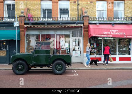 London- October 2022: WW2 model Land Rover parked on street in south ...