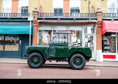 London- October 2022: WW2 model Land Rover parked on street in south ...
