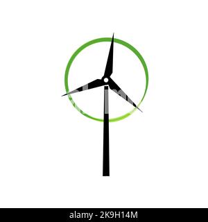 The windmill generates eco-energy. The concept of clean energy production Stock Vector