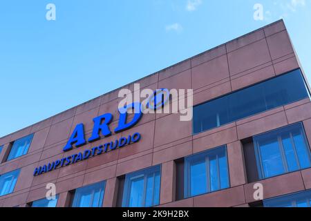 Berlin, Germany - 03. October 2022: Building and logo of the ARD Capital Studio for Radio and Television in Berlin Stock Photo