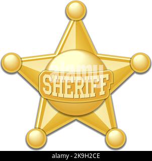 Sheriff five pointed star icon. Vector on transparent background Stock Vector