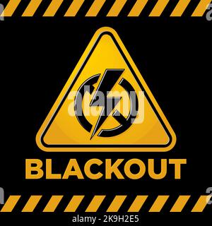 Power outage warning sign. Vector on black  background Stock Vector