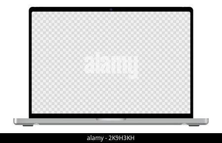 Realistic laptop with transparent screen. Isolated computer mockup Stock Vector