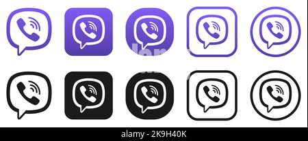 Vinnytsia, Ukraine - October 27, 2022. Viber icon set. Editorial vector logo Stock Vector