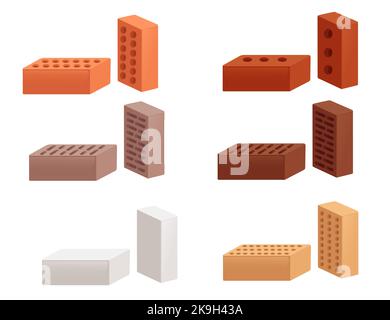 Set of different building bricks vector illustration isolated on white background Stock Vector