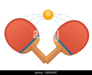 Red wooden ping pong paddles table tennis rackets sport equipment vector illustration isolated on white background Stock Vector