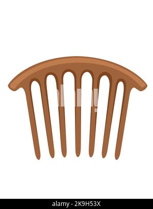 Wooden hair brush for hair care fashion comb vector illustration isolated on white background Stock Vector