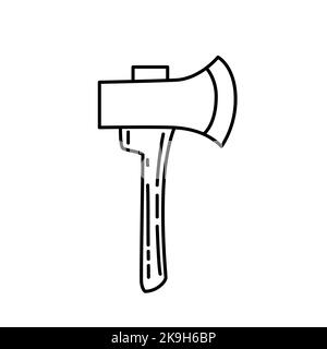 Line style single camping axe vector illustration isolated on white background Stock Vector