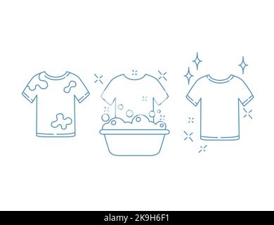 Plastic basin with soap suds bowl with water and washing detergent vector illustration isolated on white background Stock Vector