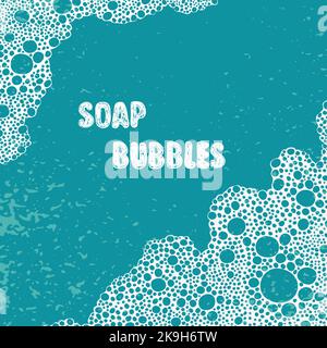 Soap bubbles, foam, suds vector background with place for text Stock Vector