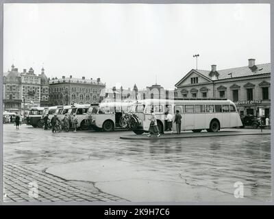 State Railways, SJ Tourist buses in Helsingborg. Stock Photo