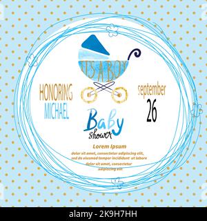 Baby shower boy. Vector invitation card design Stock Vector