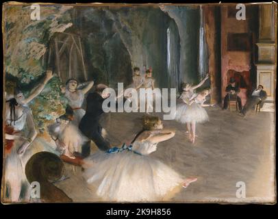 The Rehearsal Onstage.  Edgar Degas.  ca. 1874. Stock Photo