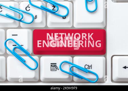 Writing displaying text Network Engineering. Business showcase professional who has the skills to oversee the net Stock Photo