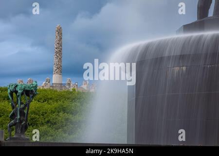 Frogner public park with statues in Oslo, Norway, Scandinavia Stock Photo
