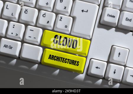 Conceptual caption Cloud Architectures. Business idea To Live a Life of Purpose with Pride Honor a Promise Typing Program Schedule, Retyping And Stock Photo