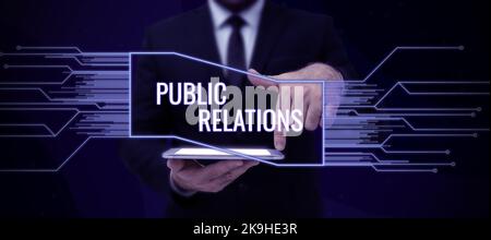 Text caption presenting Public Relations. Business idea responsible for writing serverside web application logic Stock Photo