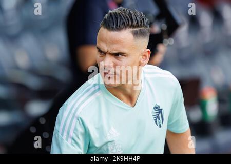BARCELONA - AUG 28: Roque Mesa sits on the bench during the LaLiga match between FC Barcelona and Real Valladolid at the Spotify Camp Nou Stadium on A Stock Photo