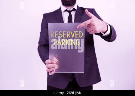 Conceptual caption Reserved Parking. Business showcase develop machines that can substitute for humans task Stock Photo