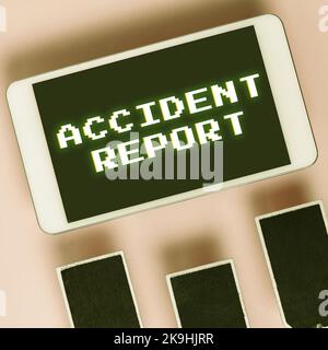 Writing displaying text Accident Report. Business showcase to attain a desired end or aim Achievement of something Abstract Typing Lesson And Lecture Stock Photo