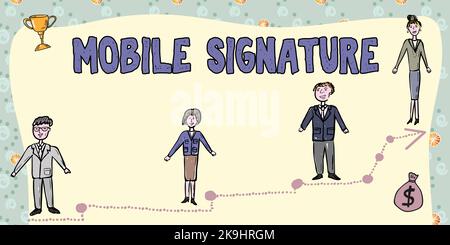 Hand writing sign Mobile Signature, Business showcase methodology that ...