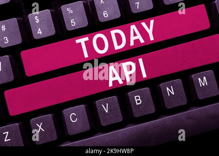 Conceptual caption Api. Word Written on set of routines, protocols, and tools for building software applications Connecting With Online Friends Stock Photo